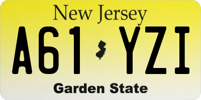 NJ license plate A61YZI