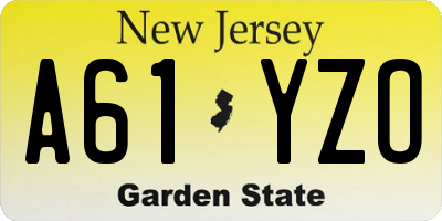 NJ license plate A61YZO