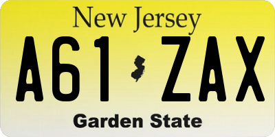 NJ license plate A61ZAX