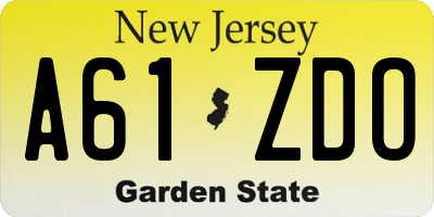 NJ license plate A61ZDO