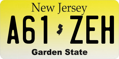 NJ license plate A61ZEH