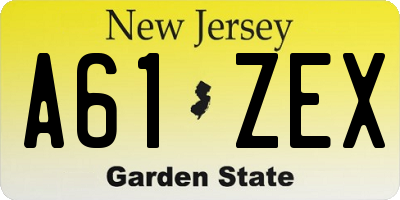 NJ license plate A61ZEX