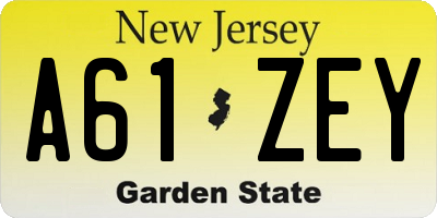 NJ license plate A61ZEY