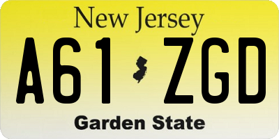 NJ license plate A61ZGD
