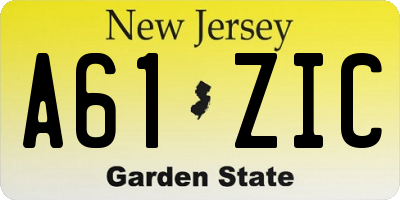 NJ license plate A61ZIC