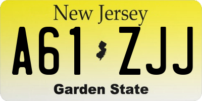 NJ license plate A61ZJJ