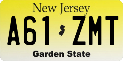 NJ license plate A61ZMT