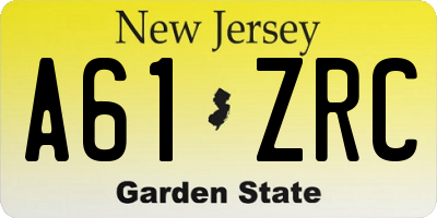 NJ license plate A61ZRC