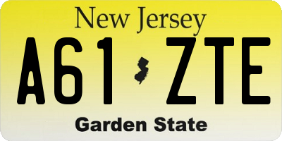 NJ license plate A61ZTE