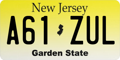 NJ license plate A61ZUL