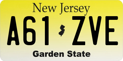 NJ license plate A61ZVE