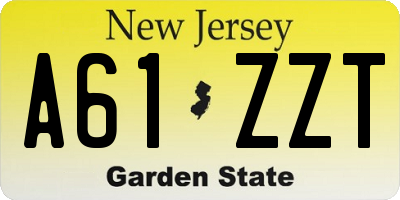 NJ license plate A61ZZT