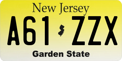 NJ license plate A61ZZX