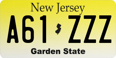 NJ license plate A61ZZZ