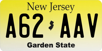 NJ license plate A62AAV