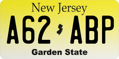 NJ license plate A62ABP