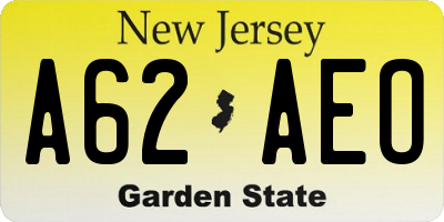 NJ license plate A62AEO