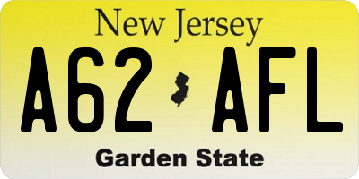 NJ license plate A62AFL