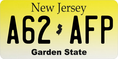 NJ license plate A62AFP