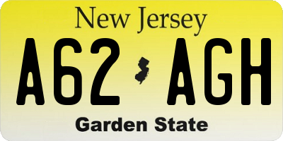 NJ license plate A62AGH