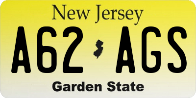 NJ license plate A62AGS
