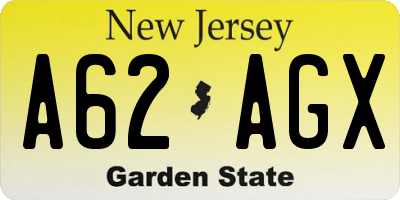 NJ license plate A62AGX