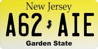 NJ license plate A62AIE