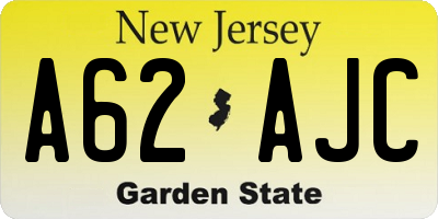 NJ license plate A62AJC