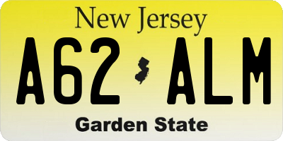NJ license plate A62ALM
