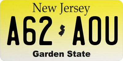 NJ license plate A62AOU