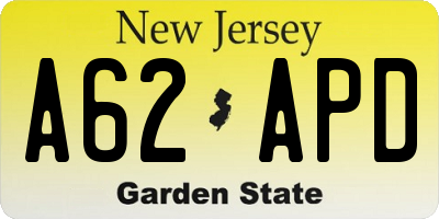 NJ license plate A62APD