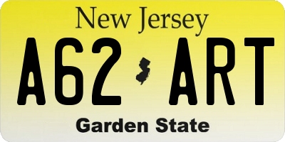 NJ license plate A62ART