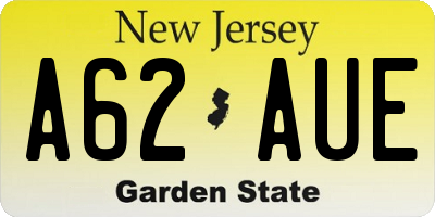 NJ license plate A62AUE