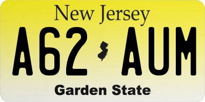 NJ license plate A62AUM
