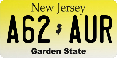 NJ license plate A62AUR