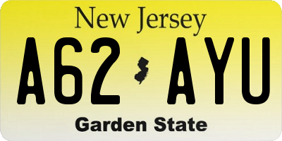 NJ license plate A62AYU