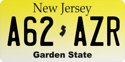 NJ license plate A62AZR