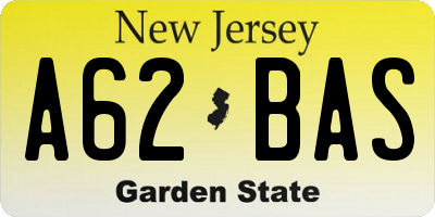 NJ license plate A62BAS