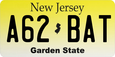 NJ license plate A62BAT
