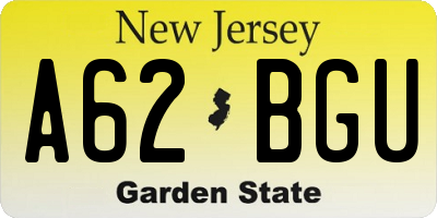 NJ license plate A62BGU
