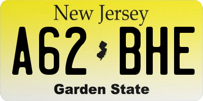 NJ license plate A62BHE