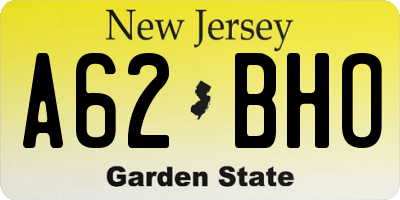 NJ license plate A62BHO