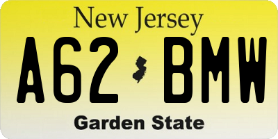 NJ license plate A62BMW