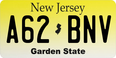 NJ license plate A62BNV