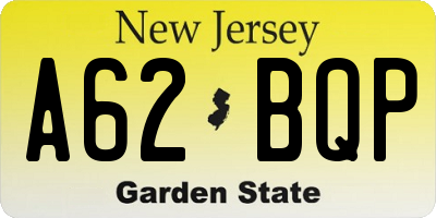 NJ license plate A62BQP