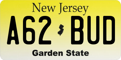 NJ license plate A62BUD