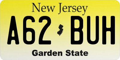 NJ license plate A62BUH