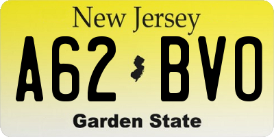 NJ license plate A62BVO