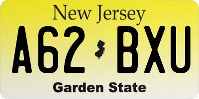 NJ license plate A62BXU