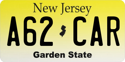 NJ license plate A62CAR